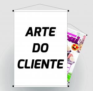 Banner Arte Cliente Lona 440g  4x0 Brilho Madeira e cordinha 